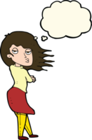 cartoon woman making photo face with thought bubble png
