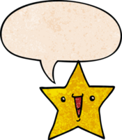 cartoon star with speech bubble in retro texture style png