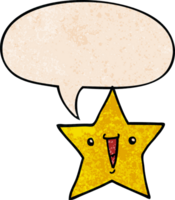 dibujos animados estrella con habla burbuja en retro textura estilo png