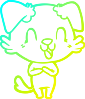 cold gradient line drawing of a laughing cartoon dog png