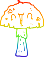 arc en ciel pente ligne dessin de une dessin animé champignon png