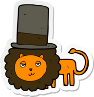 sticker of a cartoon lion in top hat png