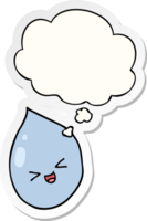 cartoon raindrop with thought bubble as a printed sticker png