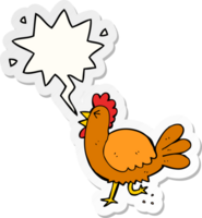 dessin animé coq avec discours bulle autocollant png