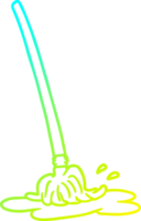 cold gradient line drawing of a wet cartoon mop png