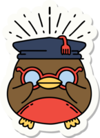 sticker of a tattoo style educated robin png