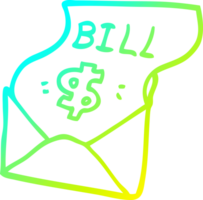 cold gradient line drawing of a cartoon bill in envelope png