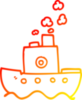 warm gradient line drawing of a cartoon steam boat png