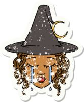 Retro Tattoo Style crying human witch character png