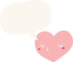 cartoon love heart with speech bubble in retro style png