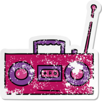 hand drawn distressed sticker cartoon doodle of a distressed sticker cassette player png