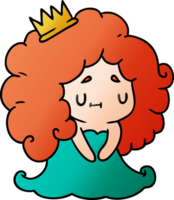 gradient cartoon illustration of a cute kawaii princess girl png