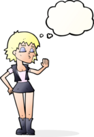 cartoon cool girl with thought bubble png