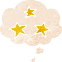 dessin animé étoiles avec pensée bulle dans grunge affligé rétro texturé style png