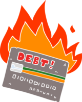 burning credit card flat color style cartoon png