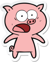 autocollant d'un cochon de dessin animé criant png