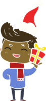 mão desenhado plano cor ilustração do uma homem rindo vestindo santa chapéu png