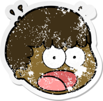 distressed sticker of a cartoon male face png