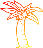 warm gradient line drawing of a cartoon palm tree png