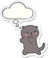 cute cartoon cat with thought bubble as a printed sticker png