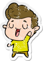 noodlijdende sticker van een happy cartoon man png