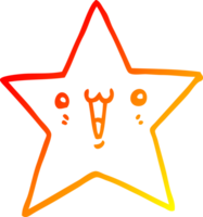 warm gradient line drawing of a happy cartoon star png