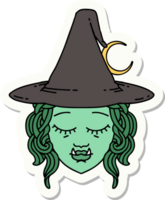 sticker of a half orc witch character face png