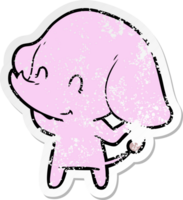 distressed sticker of a cute cartoon elephant png