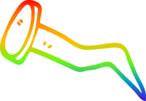 rainbow gradient line drawing of a cartoon bent iron nail png