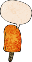 desenho animado gelo pirulito com discurso bolha dentro retro textura estilo png