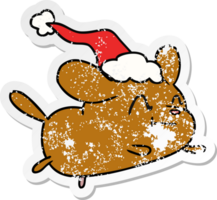 hand drawn christmas distressed sticker cartoon of kawaii dog png