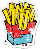distressed sticker of a cartoon fries png