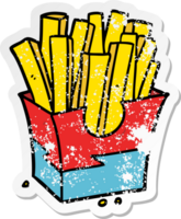 autocollant en détresse d'une frite de dessin animé png