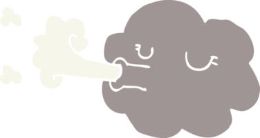 cartoon doodle cloud blowing a gale png