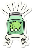 sticker of a tattoo style brain in jar png