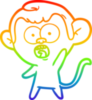 rainbow gradient line drawing of a cartoon shocked monkey png