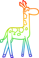 rainbow gradient line drawing of a cartoon funny giraffe png