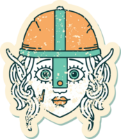 Retro Tattoo Style elf fighter character face png
