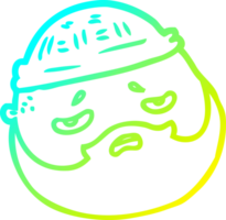 cold gradient line drawing of a cartoon male face with beard png