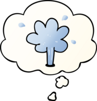 cartoon squirting water with thought bubble in smooth gradient style png