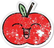 noodlijdende sticker van een schattige cartoon rode appel png