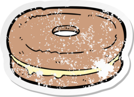 distressed sticker of a cartoon biscuit png