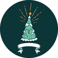 icon of a tattoo style happy christmas tree png