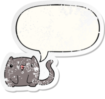 cartoon cat with speech bubble distressed distressed old sticker png