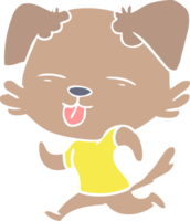 flat color style cartoon running dog sticking out tongue png