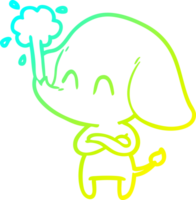 cold gradient line drawing of a cute cartoon elephant spouting water png