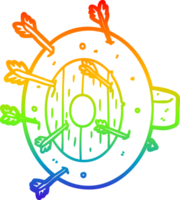 rainbow gradient line drawing of a shield full of arrows png