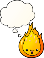 cartoon flame with thought bubble in smooth gradient style png