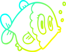 cold gradient line drawing of a cartoon fish png