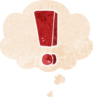 dessin animé exclamation marque avec pensée bulle dans grunge affligé rétro texturé style png